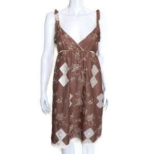 SHYDE PARIS BOUTIQUE Romantic Floral Embroidery Boho Brown Tunic Dress S /5010